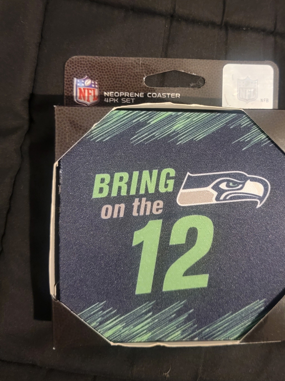 NFL Seattle Seahawks Navy and Lime 'Bring on the 12' Coaster